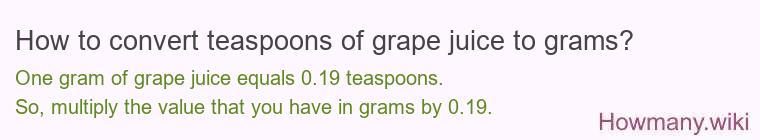 How to convert teaspoons of grape juice to grams?