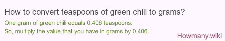 How to convert teaspoons of green chili to grams?