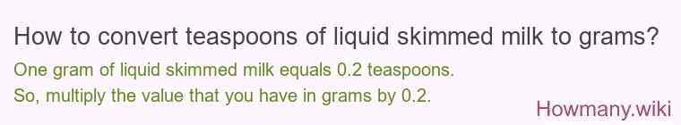 How to convert teaspoons of liquid skimmed milk to grams?