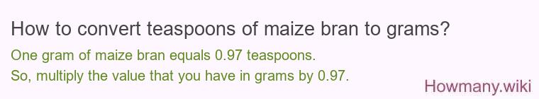 How to convert teaspoons of maize bran to grams?