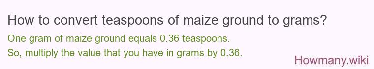 How to convert teaspoons of maize ground to grams?