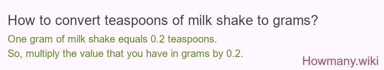 How to convert teaspoons of milk shake to grams?