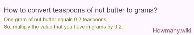 How to convert teaspoons of nut butter to grams?
