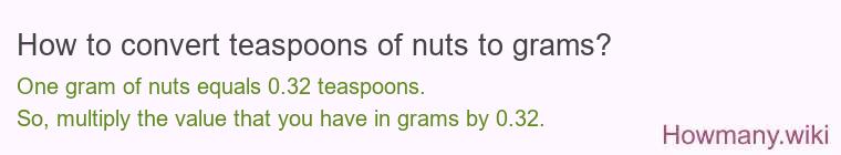 How to convert teaspoons of nuts to grams?