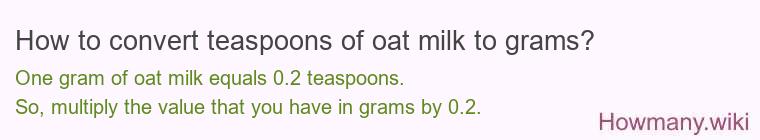 How to convert teaspoons of oat milk to grams?