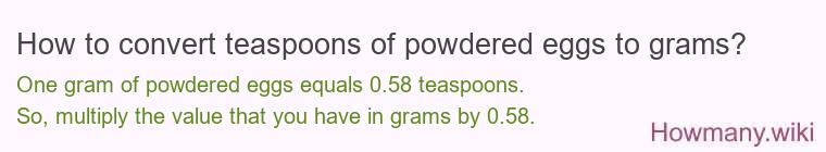 How to convert teaspoons of powdered eggs to grams?