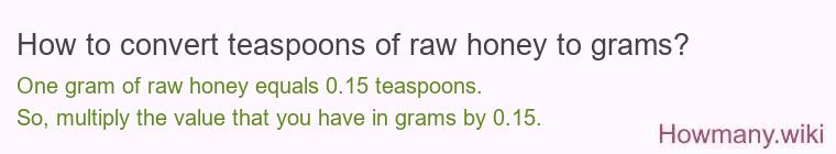 How to convert teaspoons of raw honey to grams?