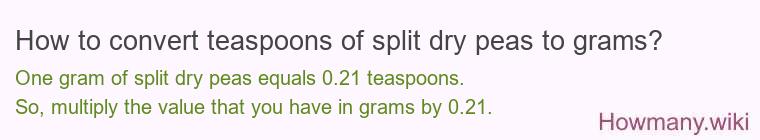 How to convert teaspoons of split dry peas to grams?