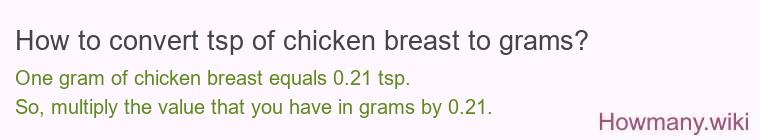 How to convert tsp of chicken breast to grams? How to convert tsp of chicken breast to grams?