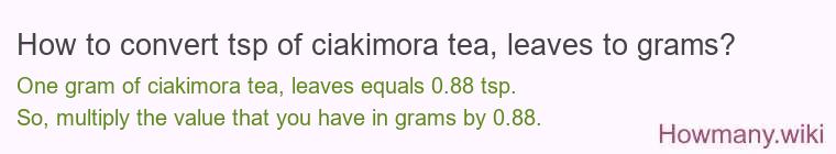How to convert tsp of ciakimora tea, leaves to grams?