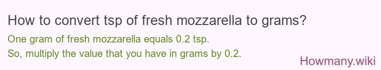 How to convert tsp of fresh mozzarella to grams?