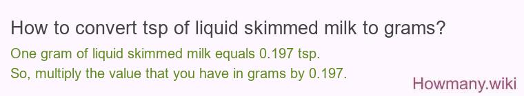 How to convert tsp of liquid skimmed milk to grams?