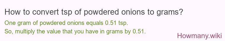 How to convert tsp of powdered onions to grams?