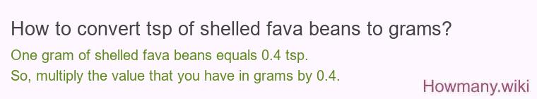 How to convert tsp of shelled fava beans to grams?