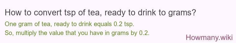 How to convert tsp of tea, ready to drink to grams?