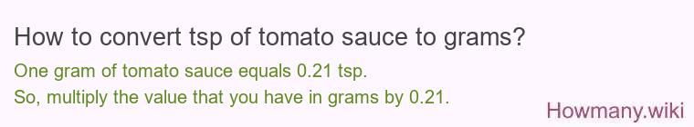 How to convert tsp of tomato sauce to grams?